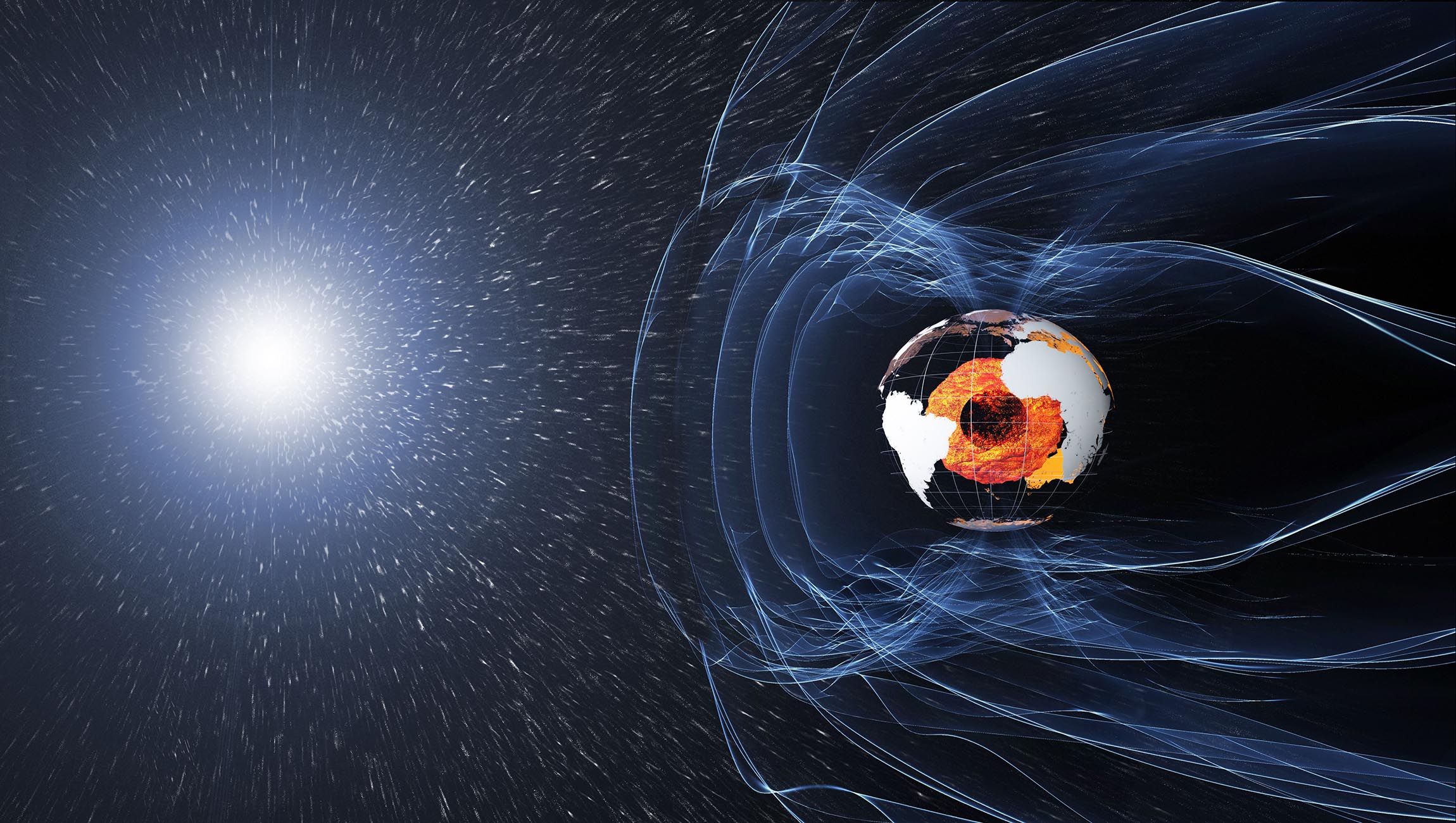 The magnetic field protecting our planet originates deep in the Earth's core but fluctuates in strength over time.