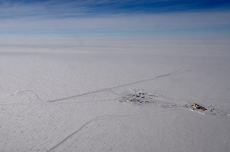 Scientists will have to drill at a depth of nearly 3km to retrieve some of the oldest ice that can tell us about the past and future of climate. Image credit - NASA/Michael Studinger